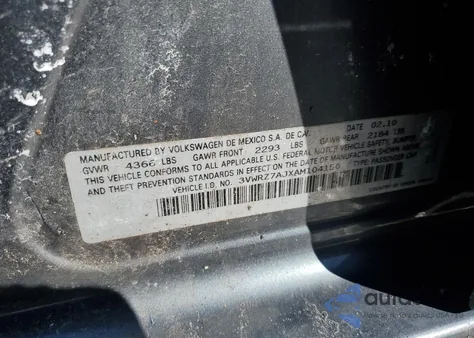 2010 Volkswagen Jetta Se из США, поврежденный, VIN 3VWRZ7AJXAM104150